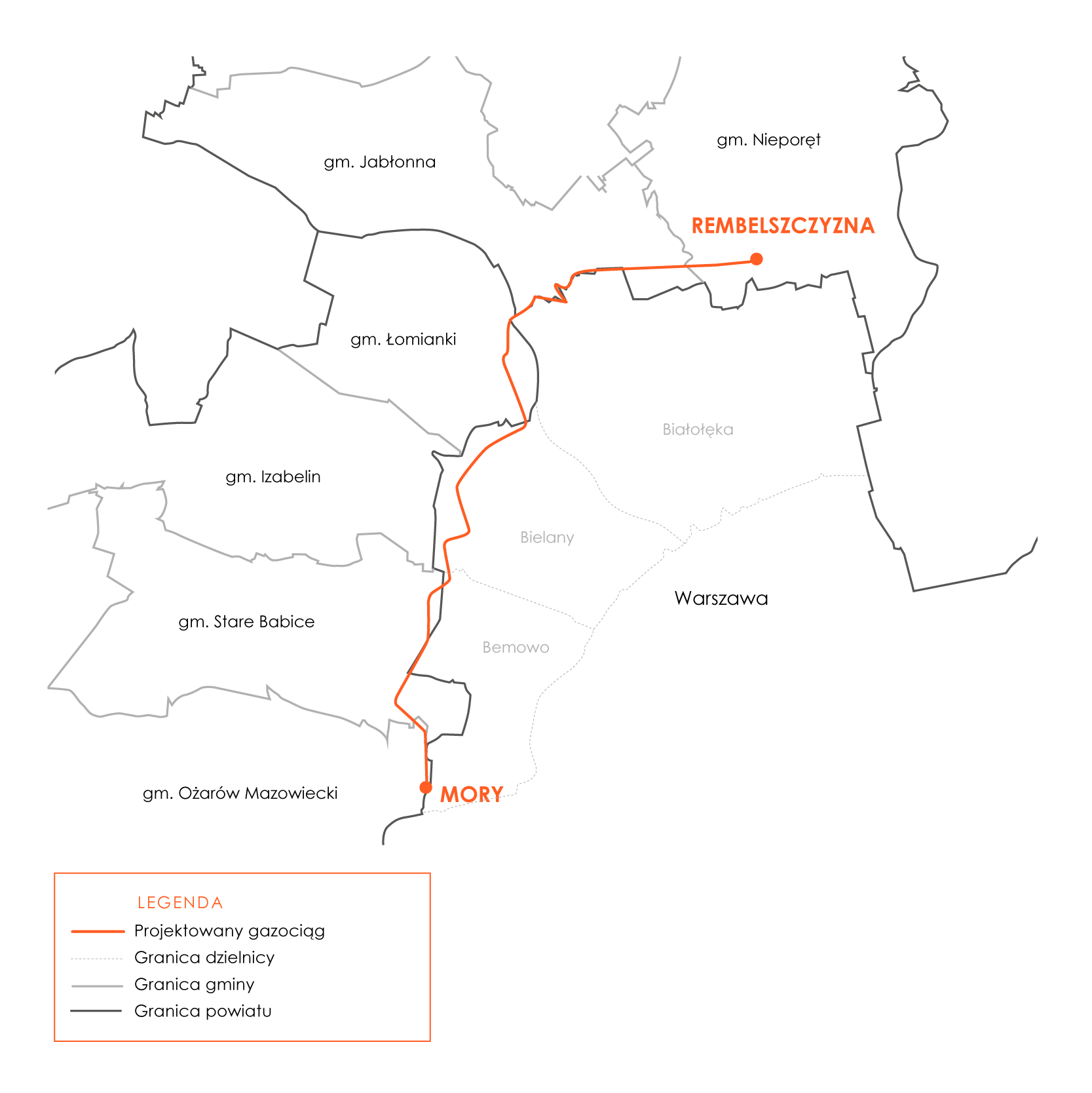 mapa gazociąg warszawski